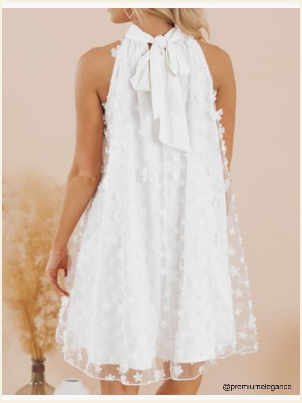 Mini A-Line Halter Cocktail Dress Flowy Swing Chiffon Homecoming - Picture 2 of 7